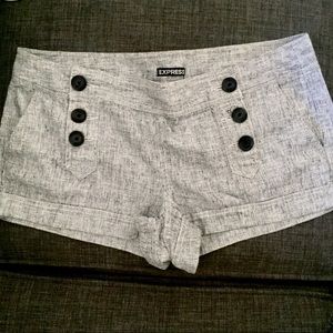 Express cotton linen hip hugger button shorts. 12